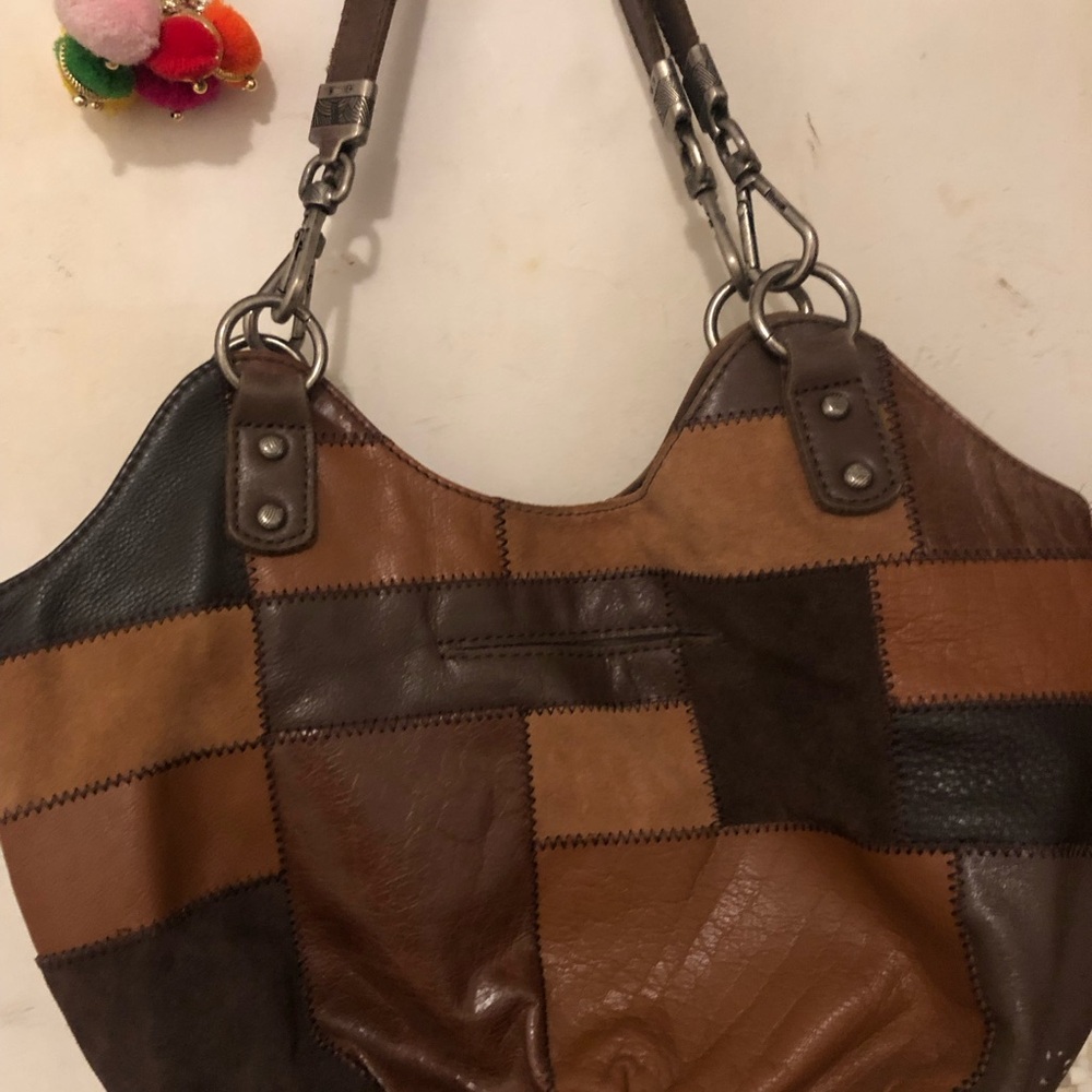 The Sak Classic Patchwork Leather and Suede shoulder Bag - Brown - Picture 2 of 6